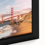 Framed canvas artwork showcasing a vibrant, abstract landscape bridge design, highlighting bold colors and intricate patterns, perfect for modern home decor.