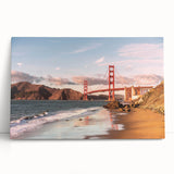 Stretched canvas wall art depicting a serene landscape with a bridge over a river, featuring vibrant colors and intricate details, ideal for home decor.