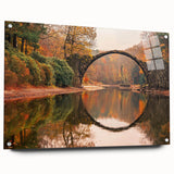 Acrylic wall art collection showcasing a vibrant landscape design with bridges, displayed in a side view with pins, perfect for modern home decor.