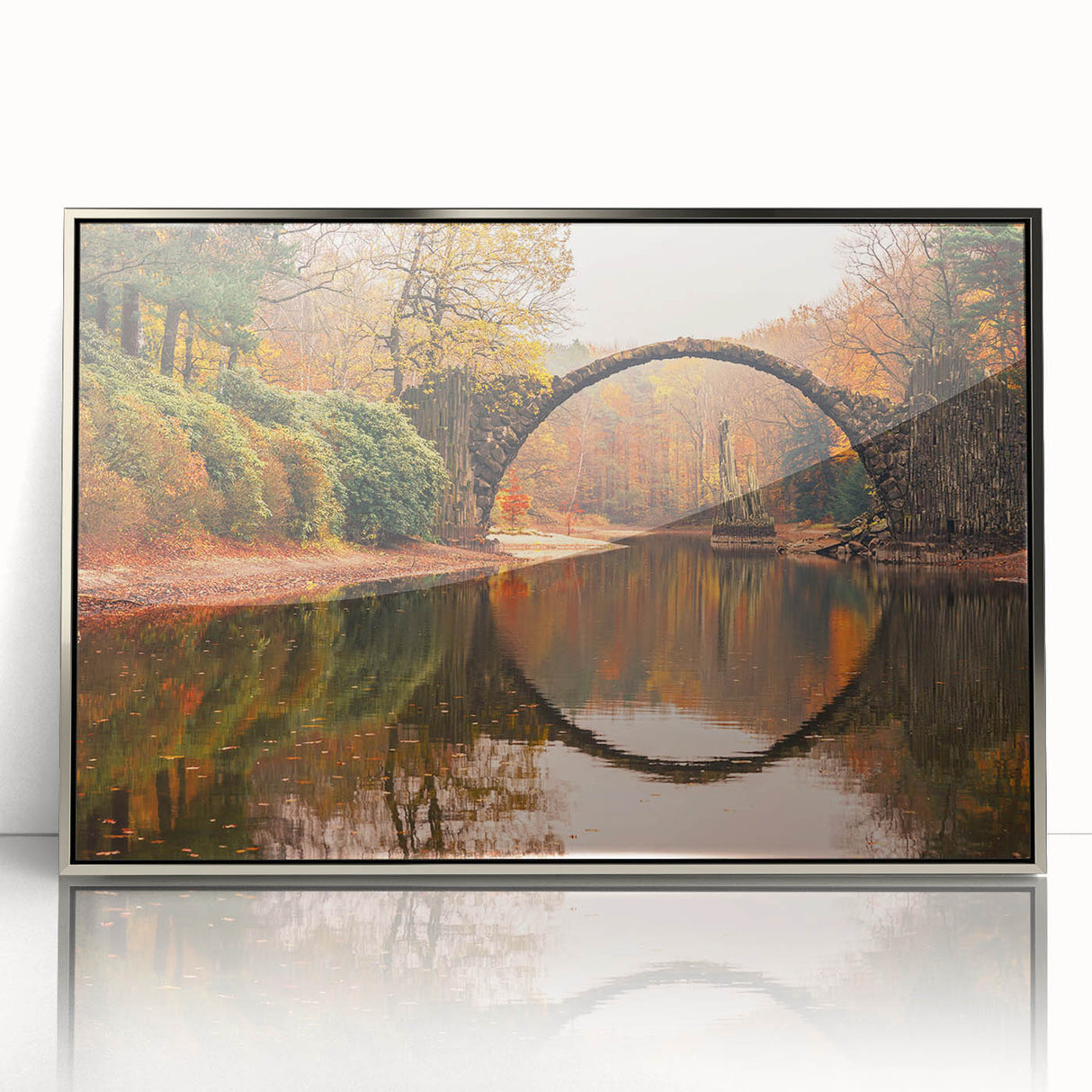 Framed acrylic wall art collection showcasing a modern landscape design with a silver frame, ideal for enhancing interior decor in contemporary spaces.