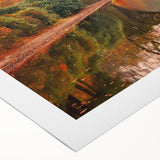 Vibrant rolled canvas wall art showcasing a serene landscape with a bridge over a river, perfect for home decor, featuring rich colors and detailed textures. Ideal for enhancing modern or rustic interiors.
