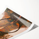 Vibrant rolled print of a scenic landscape featuring a bridge over a tranquil river, ideal for home decor, showcasing rich colors and intricate details. Perfect for nature lovers and art enthusiasts.