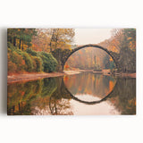 Stretched canvas wall art depicting a serene landscape with a bridge, showcasing vibrant colors and detailed textures, perfect for home decor.