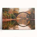Stretched canvas wall art showcasing a vibrant landscape with a bridge, perfect for home decor. The design features bold colors and intricate details, enhancing any interior space. Ideal for nature enthusiasts and art lovers alike, this piece adds a touch of tranquility and elegance to your walls.