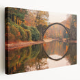 Stretched canvas wall art showcasing a vibrant landscape with a bridge, ideal for home decor. The piece features rich colors and intricate details, enhancing any room's ambiance.