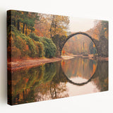 Stretched canvas wall art showcasing a vibrant landscape with a bridge, ideal for home decor. The piece features rich colors and intricate details, enhancing any room's ambiance.