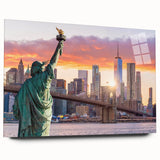 Acrylic glass wall art showcasing a vibrant landscape bridge design, ideal for modern home decor. The artwork captures intricate details and colors, enhancing any room's ambiance.