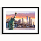 Framed wall art featuring a picturesque landscape with a bridge, designed in a modern style. The artwork is set in a sleek black frame with a white mat, perfect for enhancing home decor.