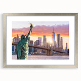 Framed landscape wall art featuring a serene bridge scene, adorned with a silver mat and frame, perfect for enhancing home decor with nature-inspired elegance.