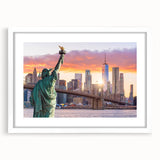 Framed wall art showcasing a stunning landscape bridge design, featuring a white mat and sleek frame, ideal for modern home decor and interior styling.