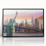 Framed acrylic wall art showcasing a modern bridge landscape design with a sleek black frame, perfect for home decor and interior design enthusiasts.