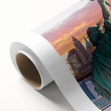 Rolled canvas artwork showcasing a vibrant landscape bridge design, featuring rich colors and intricate details, perfect for home decor or office enhancement.