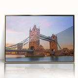 Framed wall art featuring a stunning landscape bridge design in gold-accented acrylic, showcasing intricate details and vibrant colors, perfect for modern decor.