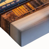 Stretched canvas wall art showcasing a vibrant landscape bridge design with rich colors and intricate details, perfect for enhancing home decor aesthetics.