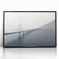 Framed acrylic wall art featuring a stunning landscape with a bridge design, presented in a sleek black frame, perfect for modern home decor. The vibrant colors and intricate details enhance any room's aesthetic, making it an ideal choice for art enthusiasts and interior design lovers.
