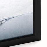 Framed canvas artwork showcasing a vibrant landscape with a bridge, featuring rich colors and intricate details, ideal for home decor and art enthusiasts.