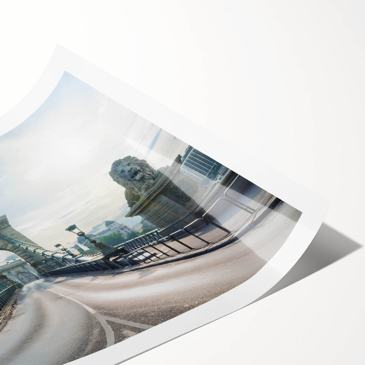 Vibrant rolled canvas print showcasing a serene landscape bridge design, featuring lush greenery and a tranquil waterway, perfect for home decor and art enthusiasts.