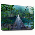 Acrylic wall art displaying a scenic landscape featuring a bridge, captured in a side view with decorative pins, perfect for modern home decor.