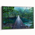 Framed canvas wall art showcasing an elegant landscape bridge design, featuring a black frame and a side view perspective, perfect for home decor enhancement.