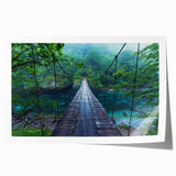 Colorful rolled print of a landscape bridge design featuring vibrant hues and intricate details, ideal for home decor. Packaged securely for easy display.