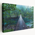 Stretched canvas wall art showcasing a vibrant landscape and bridge design, featuring rich colors and intricate details, perfect for enhancing home decor aesthetics.