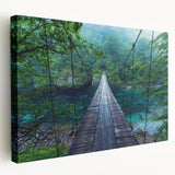 Stretched canvas wall art showcasing a vibrant landscape and bridge design, featuring rich colors and intricate details, perfect for enhancing home decor aesthetics.