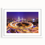 Framed wall art featuring a serene landscape bridge design, with a white mat and sleek frame, perfect for enhancing home decor and interior aesthetics.