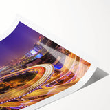 Rolled print showcasing a vibrant landscape bridge design, featuring lush greenery and a serene waterway, ideal for modern home decor. Packaged securely for delivery.