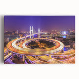 Stretched canvas wall art showcasing a vibrant landscape bridge design, featuring rich colors and intricate details, perfect for enhancing home decor aesthetics.