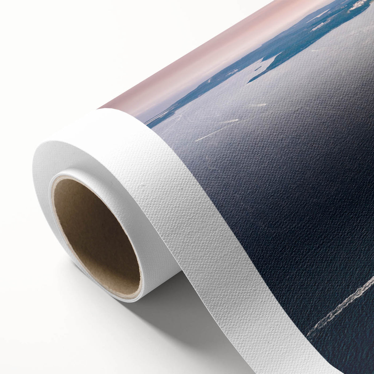 Rolled canvas artwork showcasing a vibrant landscape with a picturesque bridge, ideal for home decor, emphasizing nature's beauty and tranquility in rich colors.