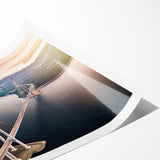 Stunning landscape wall art print showcasing a serene bridge scene over a calm river, featuring vibrant colors and intricate details, perfect for home decor.