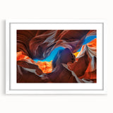 Framed wall art showcasing a vibrant canyon landscape design, featuring rich colors and intricate details, presented in a sleek white frame with a mat. Perfect for enhancing home decor and adding a touch of nature-inspired elegance.