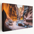 Stretched canvas wall art featuring a vibrant canyon landscape design, showcasing rich colors and intricate details, perfect for home decor enhancement.