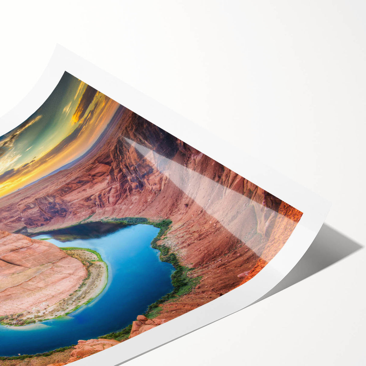 Stunning rolled print showcasing a vibrant canyon landscape with rich colors and intricate details, perfect for enhancing home decor. Ideal for nature art enthusiasts.