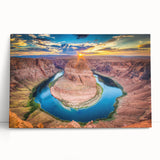 Stretched canvas wall art featuring a vibrant canyon landscape design with rich colors and textures, perfect for home decor or office settings.