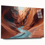 Acrylic wall art collection showcasing a stunning landscape of canyons, featuring vibrant colors and intricate details, presented in a side view without pins for an elegant display. Perfect for enhancing modern home decor.
