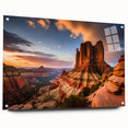 Acrylic wall art showcasing a vibrant canyon landscape design, featuring a side view with pins for easy hanging, perfect for modern home decor.