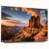Acrylic wall art showcasing a vibrant canyon landscape design, featuring a side view with pins for easy hanging, perfect for modern home decor.