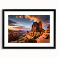 Framed wall art featuring a stunning canyon landscape design, with a black mat and frame, showcasing vibrant colors and intricate details, perfect for home decor.