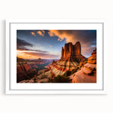 Framed wall art collection showcasing a stunning canyon landscape design, featuring a white mat and elegant frame, perfect for home decor enhancement.