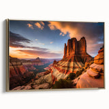 Framed canvas wall art showcasing a stunning canyon landscape design with rich gold accents, perfect for elevating modern home decor. Ideal for nature lovers seeking elegant wall decor.