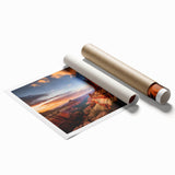 Stunning rolled print of a vibrant canyon landscape featuring rich colors and intricate details, ideal for home decor or art enthusiasts, packaged securely in a protective tube.