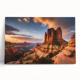 Stretched canvas wall art showcasing a vibrant canyon landscape with rich earthy tones, perfect for home decor. Ideal for nature lovers seeking stunning artwork.