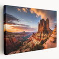 Stretched canvas wall art showcasing a vibrant canyon landscape design, featuring rich colors and intricate details, perfect for adding a natural touch to any decor.