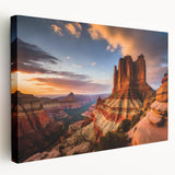 Stretched canvas wall art showcasing a vibrant canyon landscape design, featuring rich colors and intricate details, perfect for adding a natural touch to any decor.