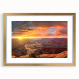Framed wall art collection showcasing a stunning canyon landscape design with a gold mat and frame, perfect for adding elegance to home decor.