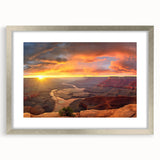 Framed wall art featuring a stunning landscape canyon design in silver matting, ideal for enhancing modern home decor with natural beauty and elegance.