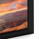 Close-up of a framed landscape wall art piece showcasing vibrant canyon colors and intricate textures, perfect for home decor enhancement and nature-inspired aesthetics.