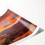 Stunning rolled print showcasing a vibrant canyon landscape in warm earthy tones, ideal for home decor, packaged securely in a protective tube.