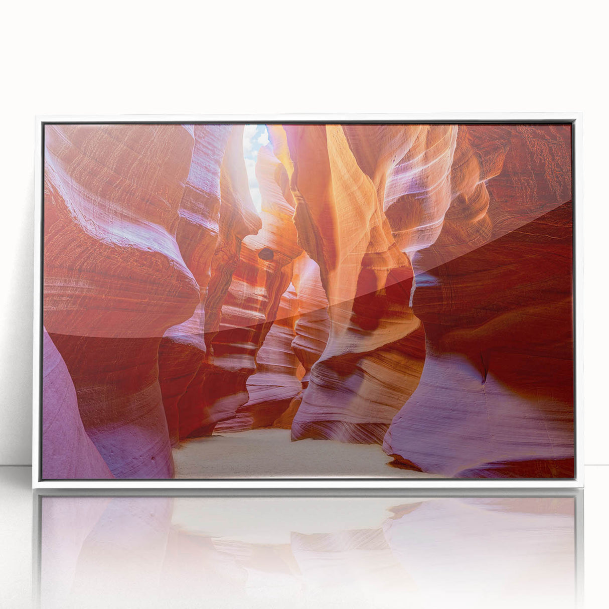 Framed wall art featuring a stunning canyon landscape design, showcasing vibrant colors and intricate details, perfect for enhancing modern home decor.